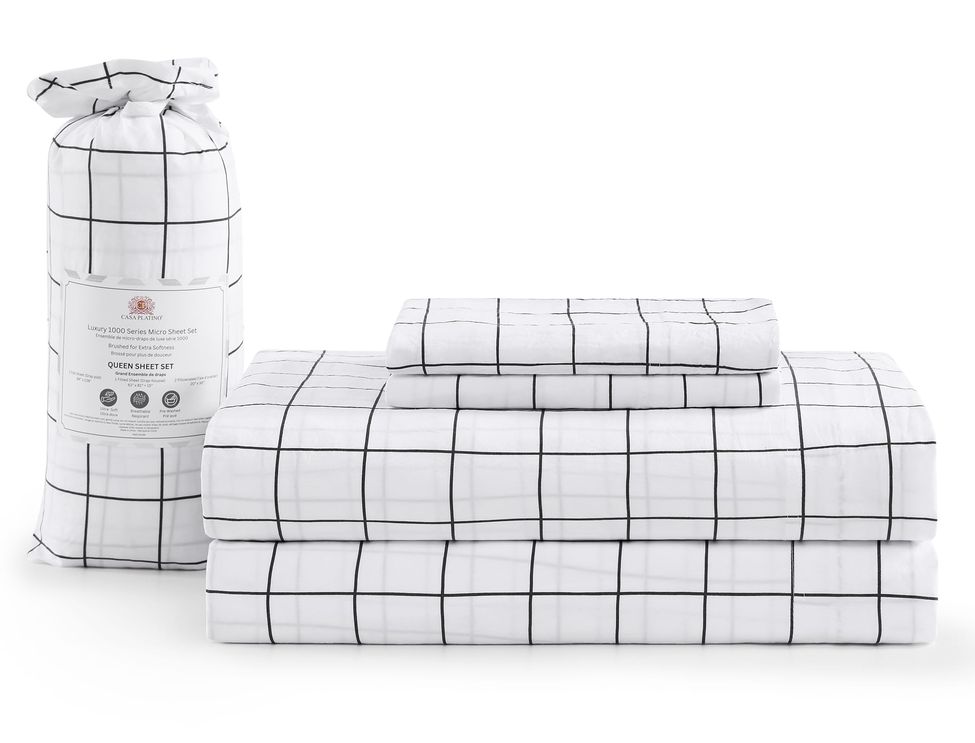 Casa Platino Bed Sheets California King Size, Pre-Washed Ultra Soft & Breathable California King Bed Sheets Set, 100% Hydro-Brus