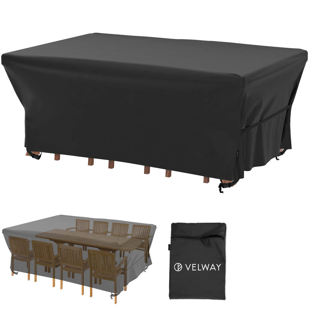 Velway Patio Furniture Cover Outdoor, Waterproof Rectangular Patio Table Chair Sofa Set Cover, 95”Lx64”Wx39”H, All Weather Oxford Tear-Resistant Material With Zipper Carrying Bag Windproof Buckles