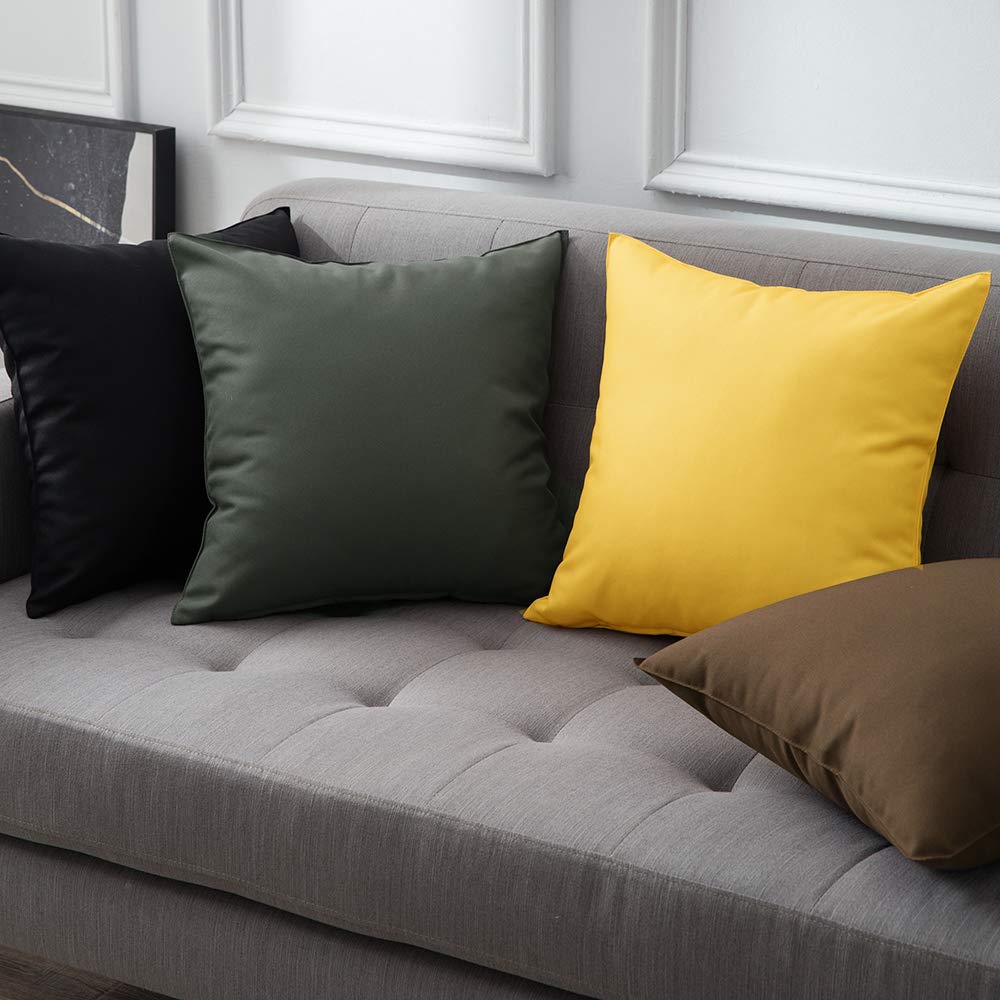 Miulee Pack Of 4 Decorative Outdoor Pillow Covers Square Cushion Cases Pu Coating Waterproof Throw Pillowcase Shell For Living Room Couch Sofa Garden Patio Tent Park 16X16 Inch Yellow