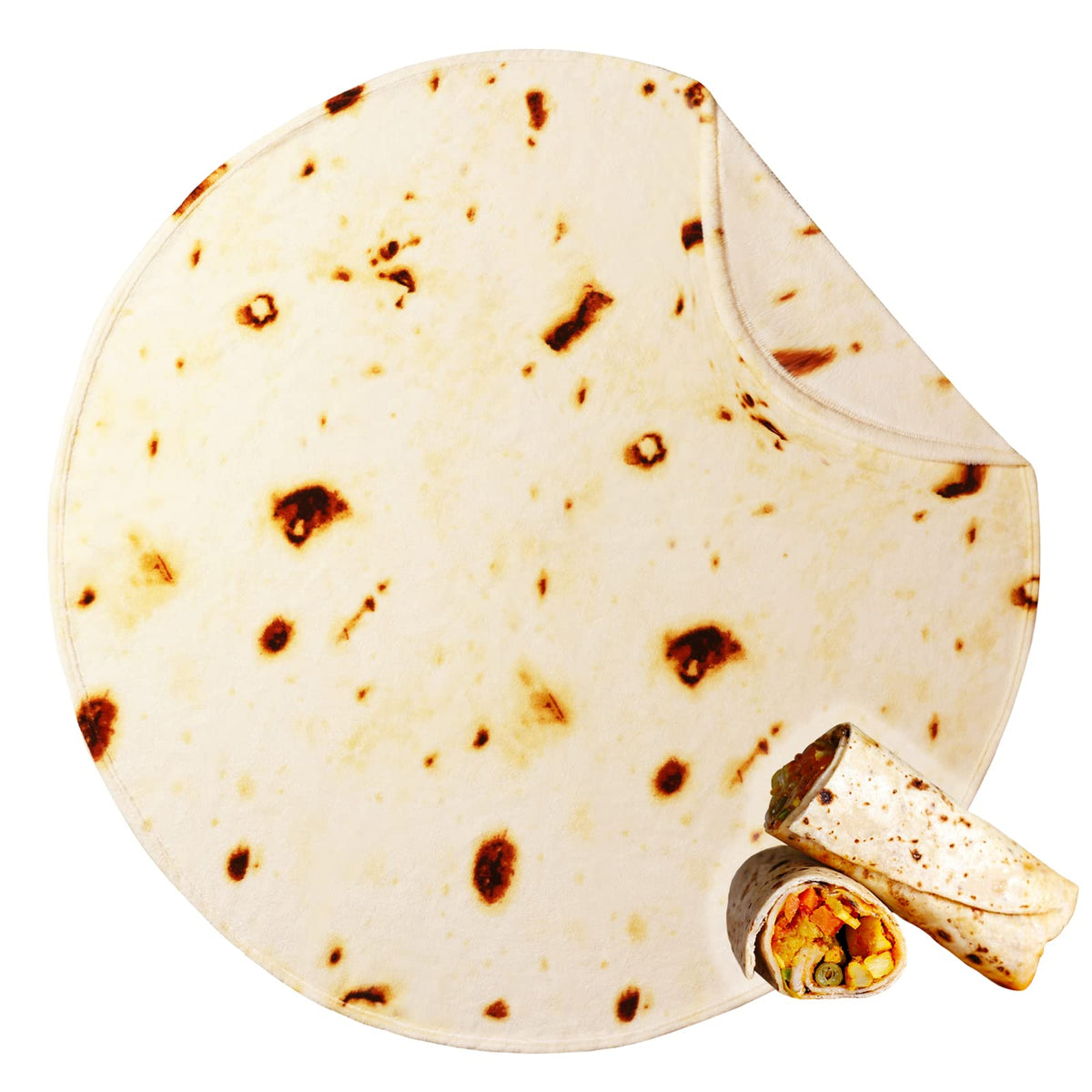 Bnuitland Burritos Tortilla Blanket,300Gsm Double Sided Giant Funny Gift Throw With Burrito Pouch,Realistic Super Soft Taco Food
