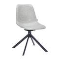 Markley Modern Leather Swival Dining Chair With Metal Legs in Light Grey