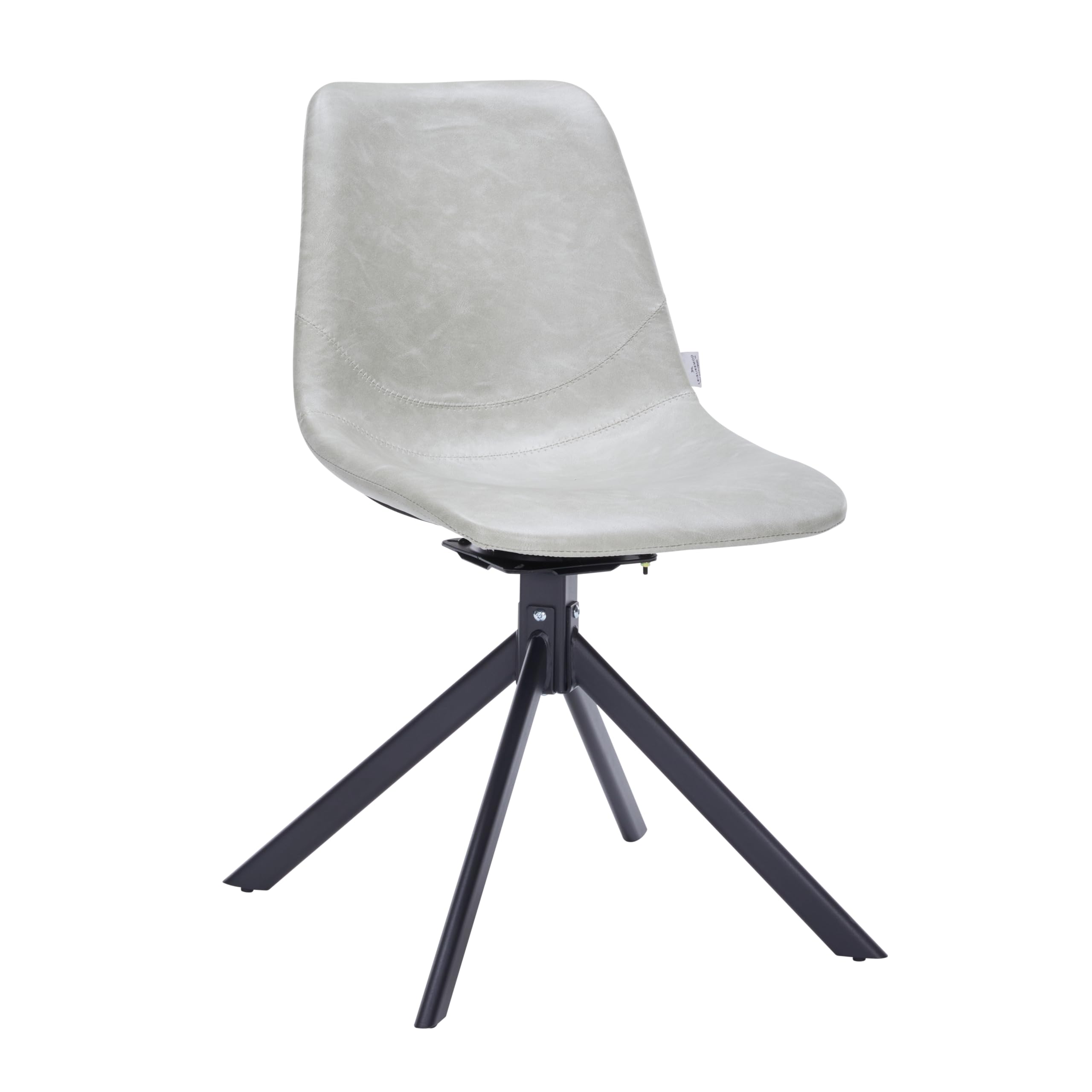 Markley Modern Leather Swival Dining Chair With Metal Legs in Light Grey