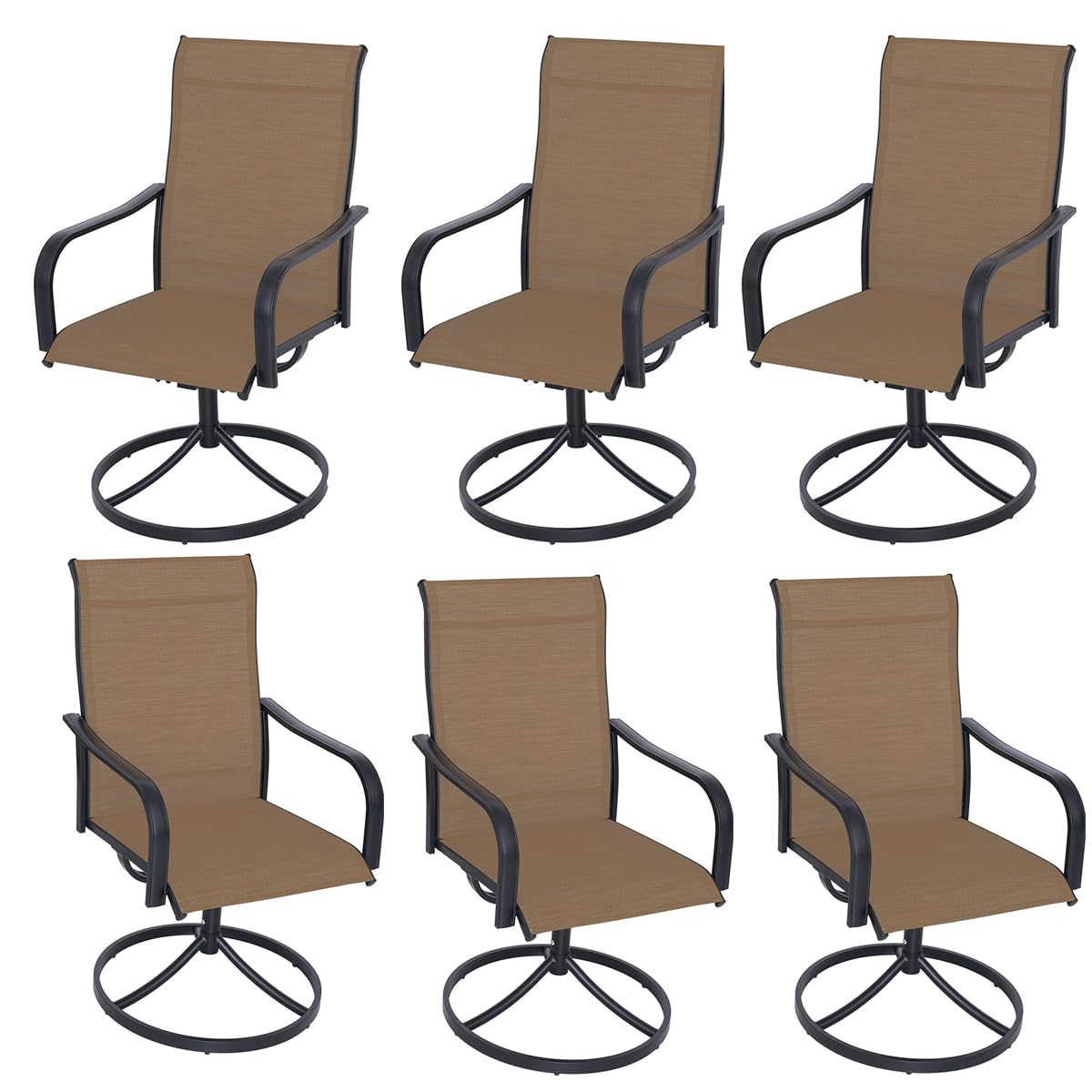 Anmutig Patio Swivel Dining Chairs Set Of 6, Outdoor Metal Chair With Textilene Mesh Fabric Patio Furniture Set Porch Chairs Wit