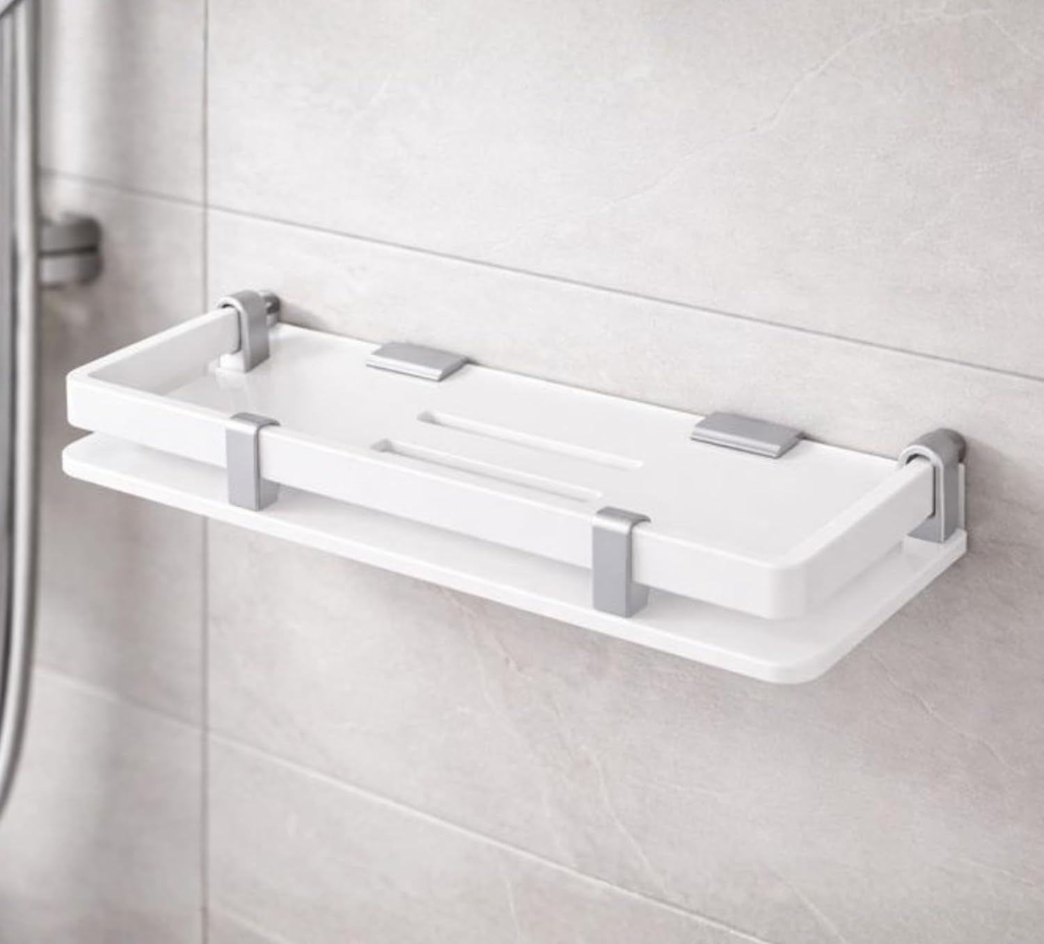 Bathroom Shelf, White, 15 X 5, Acrylic Storage Rack Flotus1913A