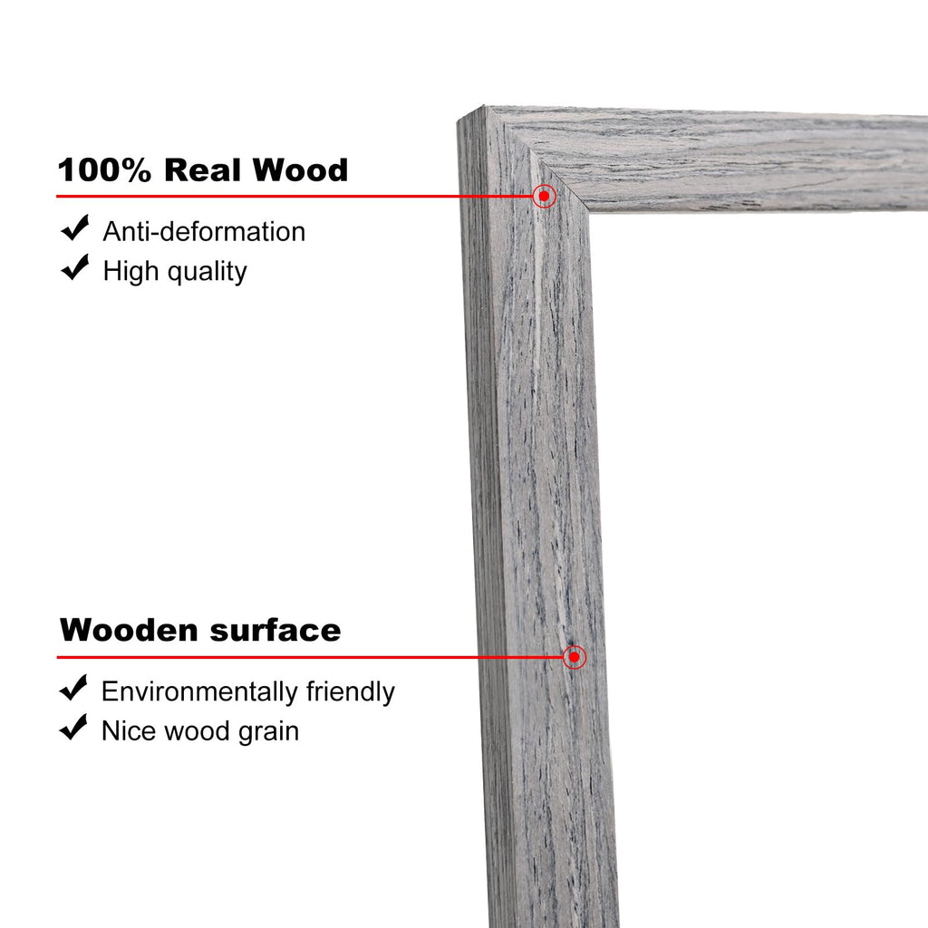 Kinlink Square 14X14 Picture Frames Grey, Solid Wood Frames With Acrylic Plexiglass For Pictures 8X8 With Mat Wall Mounting Disp