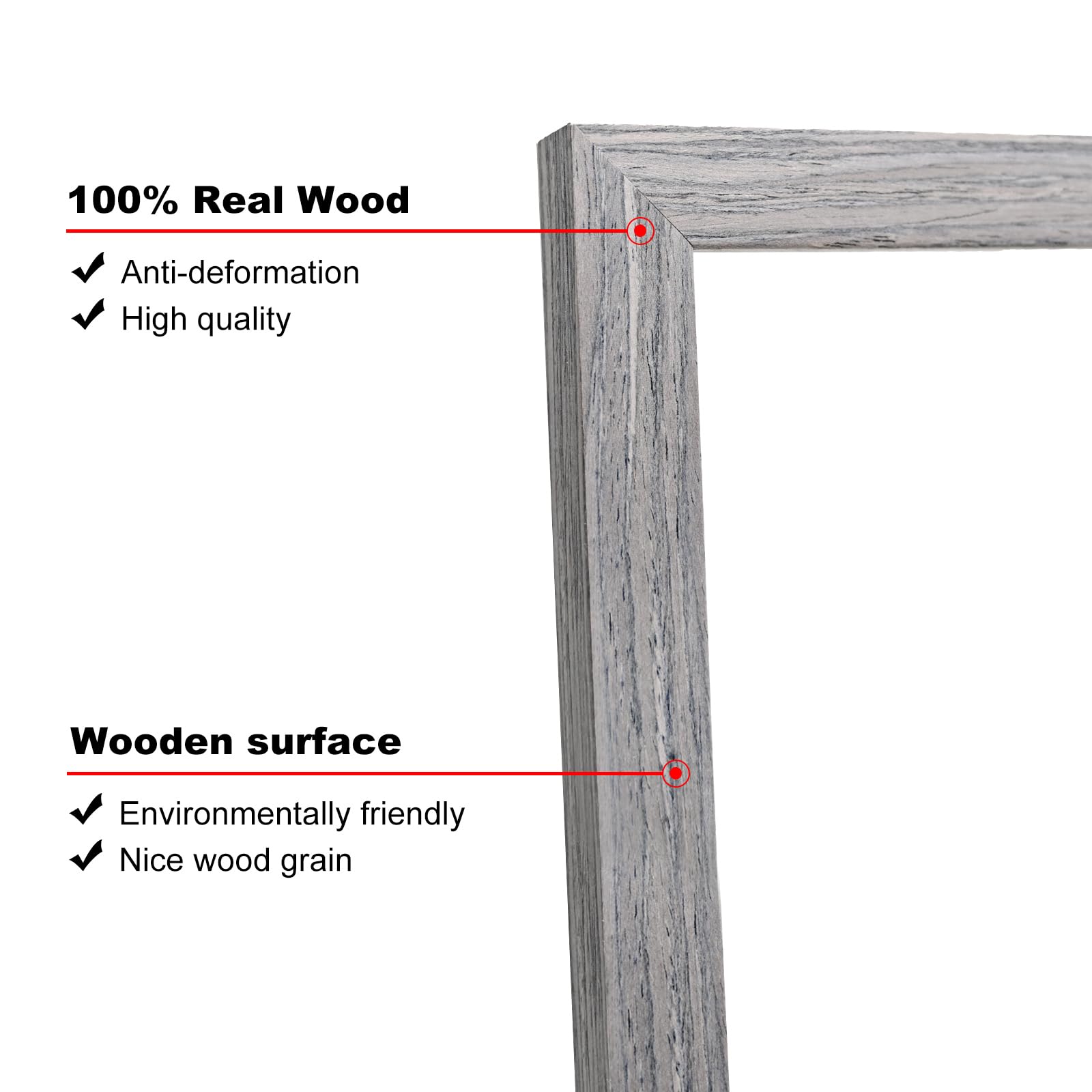 Kinlink Square 14X14 Picture Frames Grey, Solid Wood Frames With Acrylic Plexiglass For Pictures 8X8 With Mat Wall Mounting Disp