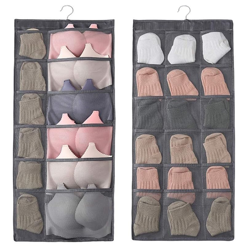 Aranka Closet Hanging Organizer With Mesh 30 Pockets Rotating Metal Hanger Dual Sided Wall Shelf Wardrobe Storage,Oxford Cloth S