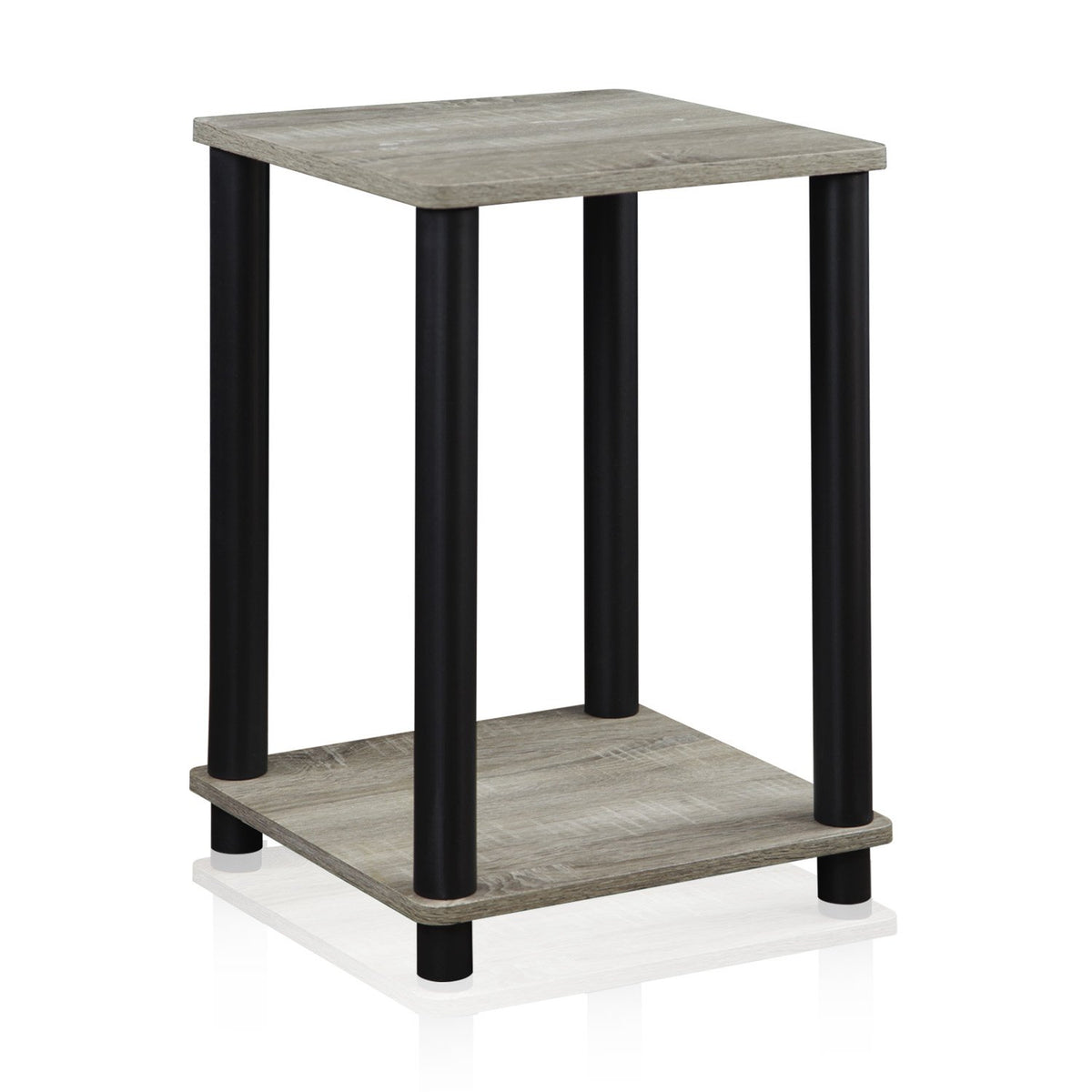 Furinno Turn-N-Tube Haydn End Table, 1-Pack, French Oak Grey/Black