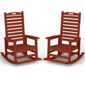 PLUUV Outdoor Rocking Chair Set of 2 with Removable Footboard for Adults, HDPE High Back Patio Rocking Chairs, 330lbs All Weathe