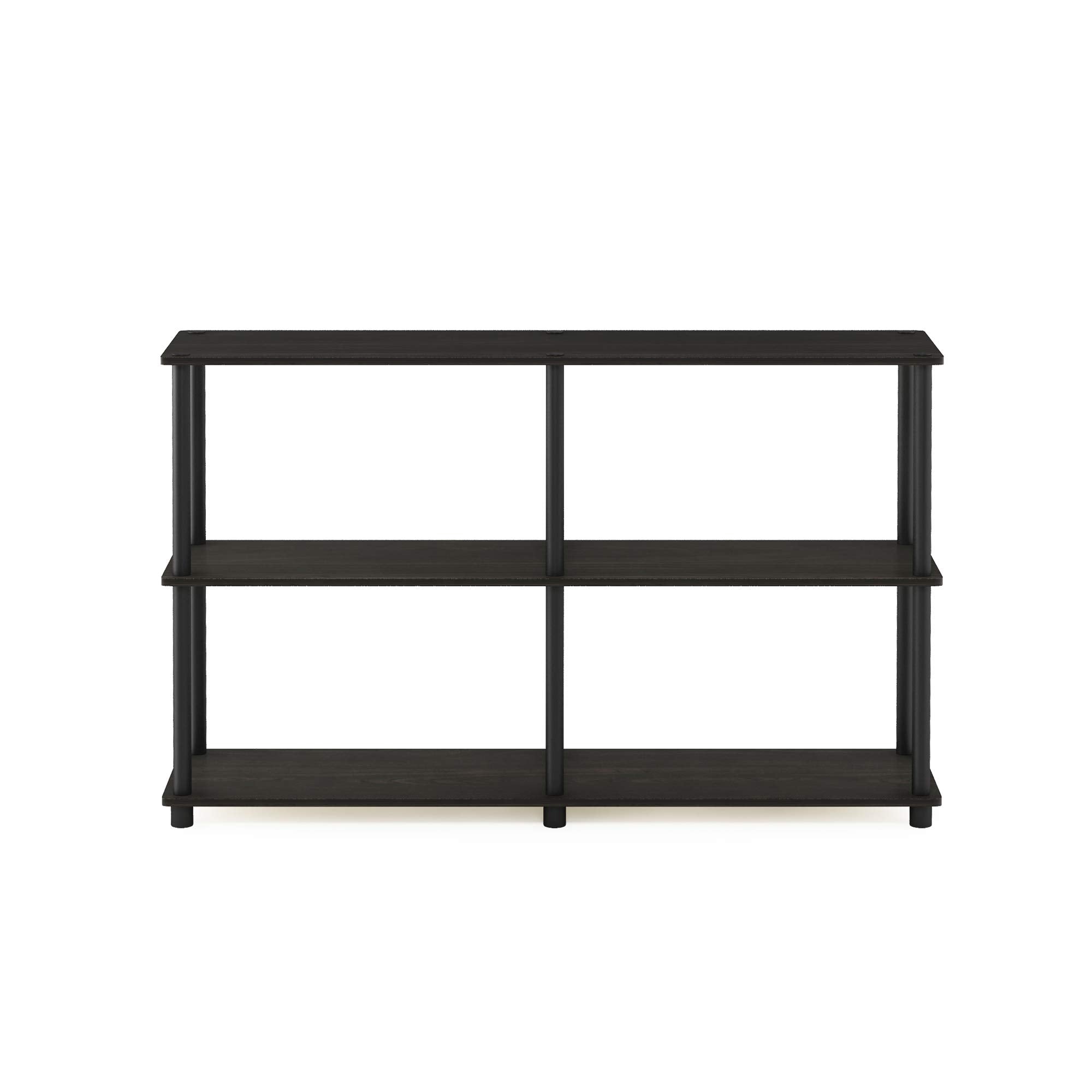 Furinno Turn-N-Tube 3-Tier Double Size Storage Display Rack, Espresso/Black, Plastic Pole 2 x 2