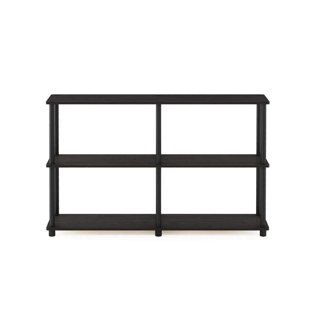 Furinno Turn-N-Tube 3-Tier Double Size Storage Display Rack, Espresso/Black, Plastic Pole 2 x 2
