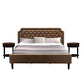 East West Furniture Gb25K-2Hi0M 3-Pc Granbury Bed Set -Mid Century Bed And 2 End Tables (Antique Mahogany)