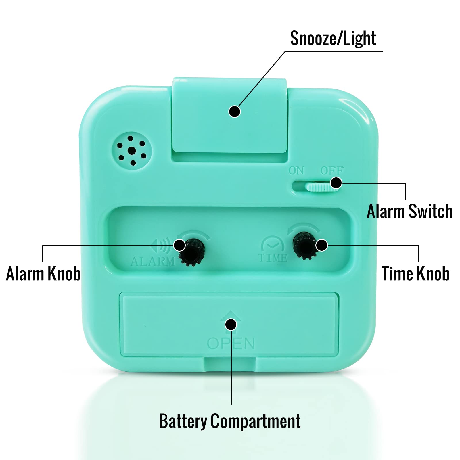 Lamisola Small Battery Operated Analog Alarm Clock, Travel Clock,Quieter Bedside Clocks For Bedrooms Bathroom Shelf Desk,Green