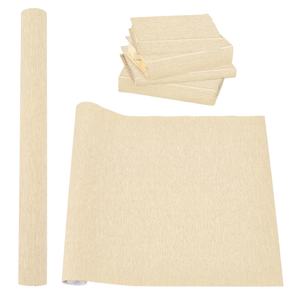 Benecreat 47.25X15.75 Inch Wheat Book Binding Cloth, Bookcover Fabric Surface With Paper Backed Linen Upholstery Fabric For Book