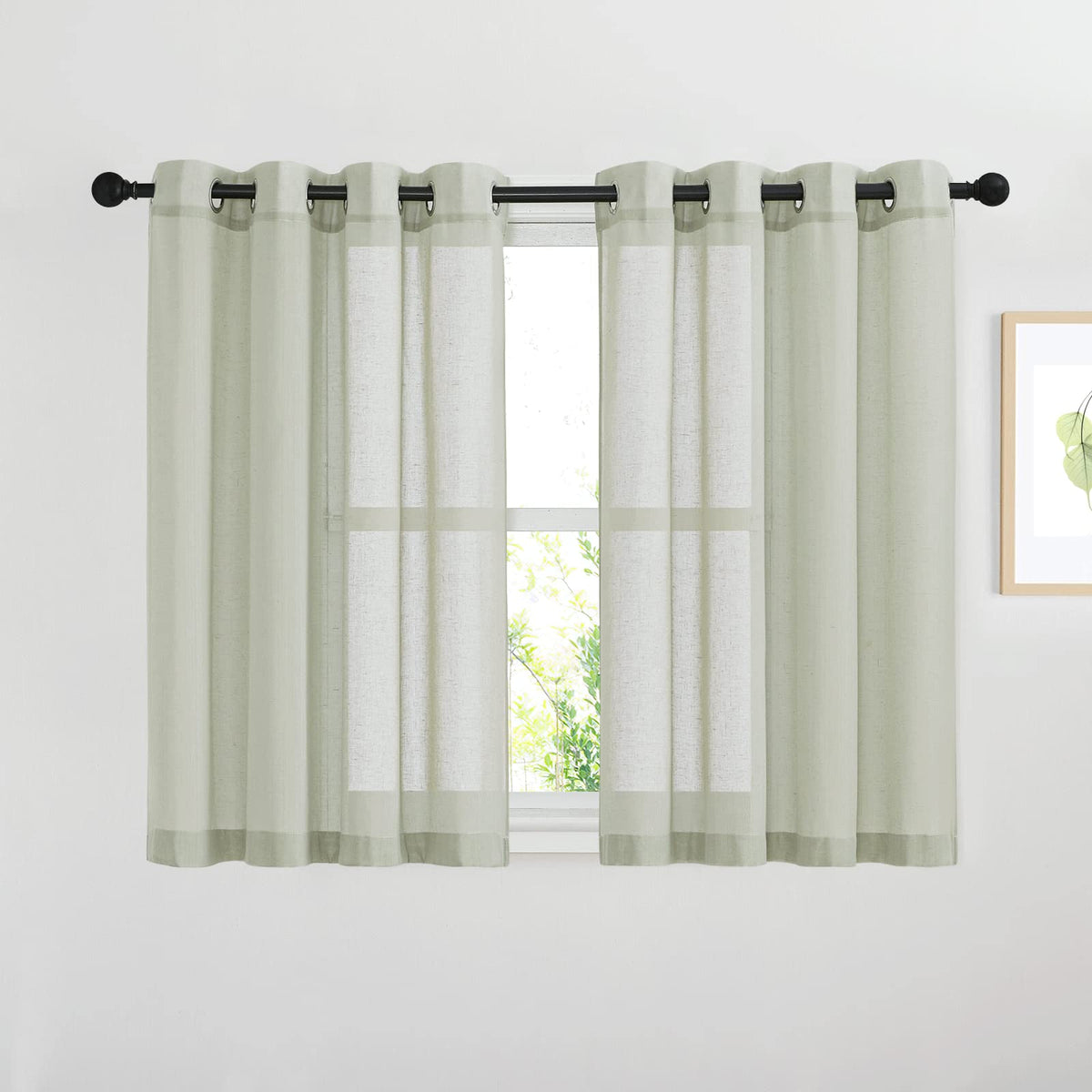 Nicetown Sheer Linen Burlab Curtains & Drapes, Grommet Top Casual Semitransparent Sheer Privacy Window Treatment For Bedroom/Far