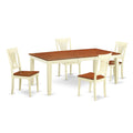 East West Furniture QUPL5-WHI-W 5 Piece Modern Dining Table Set Includes a Rectangle Wooden Table with Butterfly Leaf and 4 Dining Chairs, 40x78 Inch, Buttermilk & Cherry