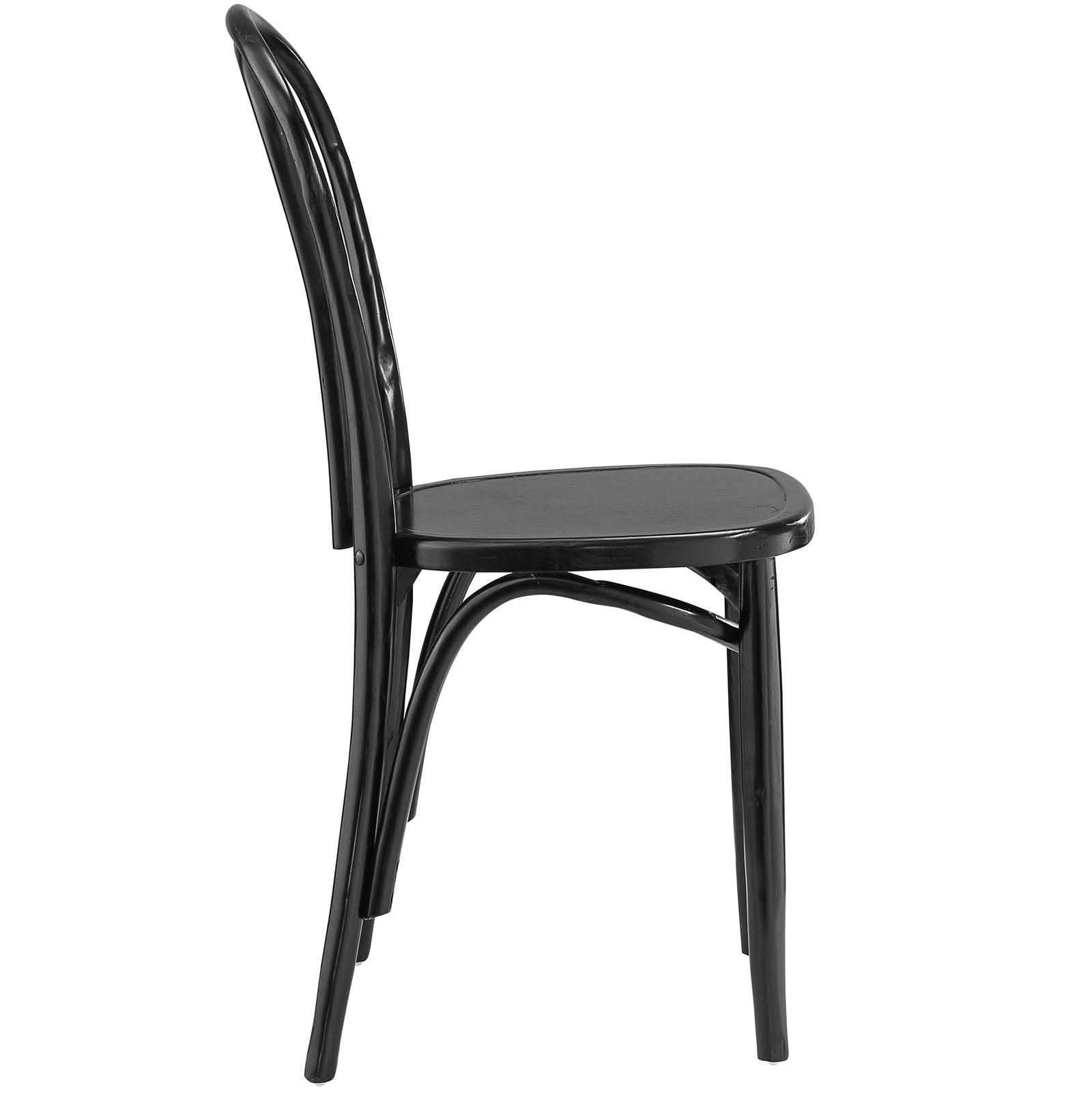 Modway Eon Natural Elm Wood Kitchen and Dining Room Chair in Black - Fully Assembled
