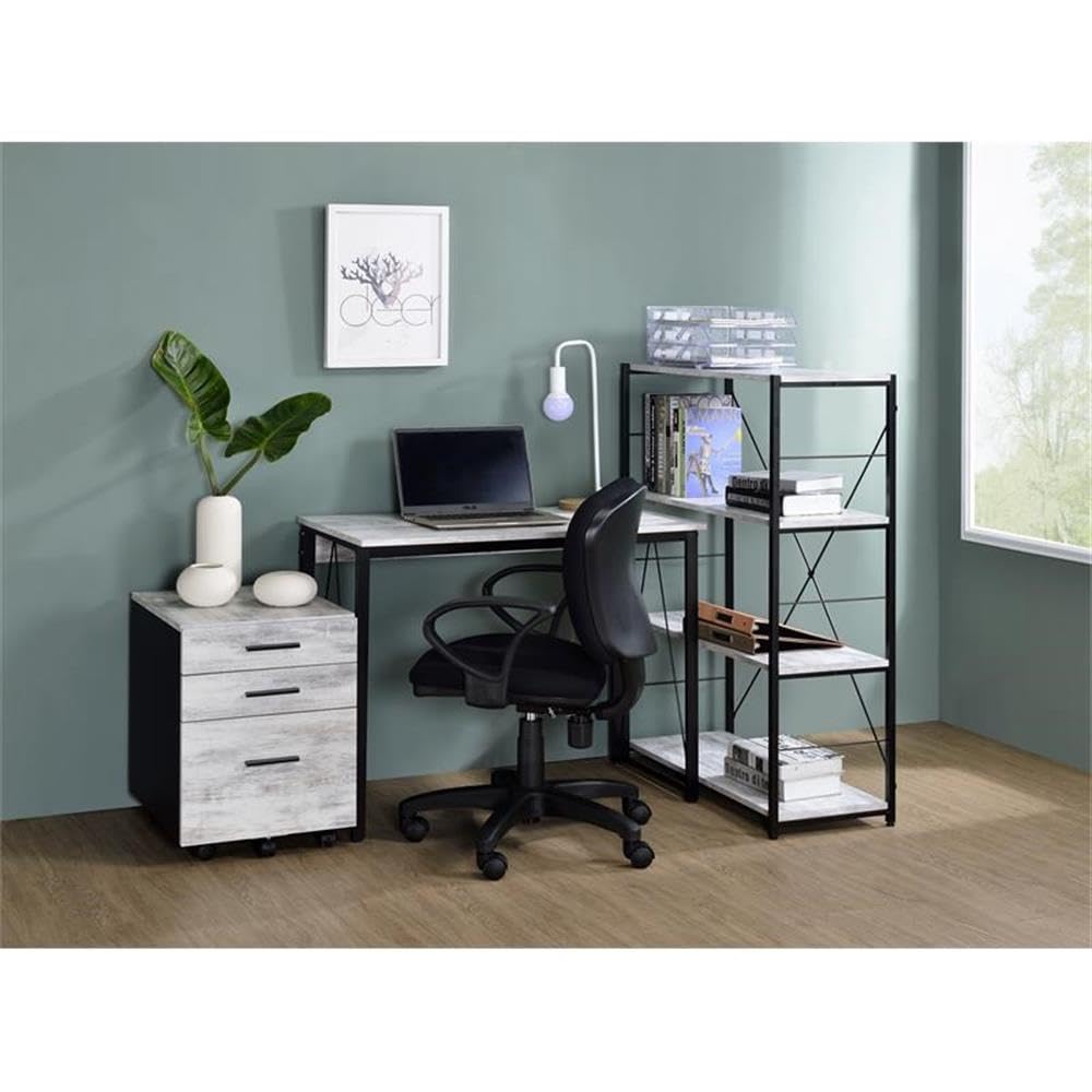Acme Zaidin Wooden Rectangle Top Writing Desk in Antique White and Black