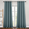 Nicetown Greyish Blue Room Darkening Curtains 90 Inch Length - Chic Grommet Thermal Insulated Blackout Window Treatments Sound P
