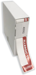 Tabbies Allergy Labels White/Red, 3'W X 1'H 'Allergic To:' Wrap Around Style, 500 Labels/Roll