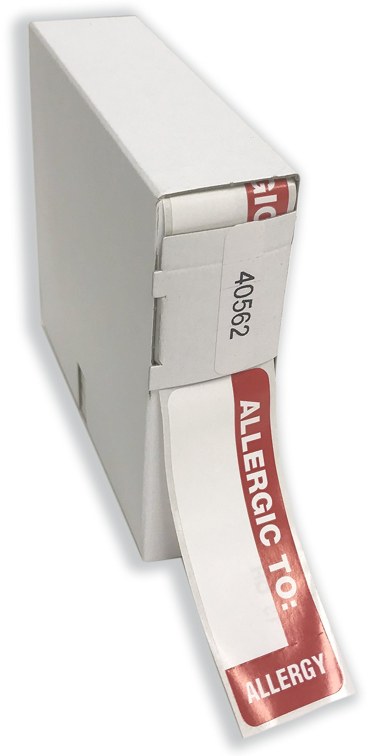 Tabbies Allergy Labels White/Red, 3'W X 1'H 'Allergic To:' Wrap Around Style, 500 Labels/Roll