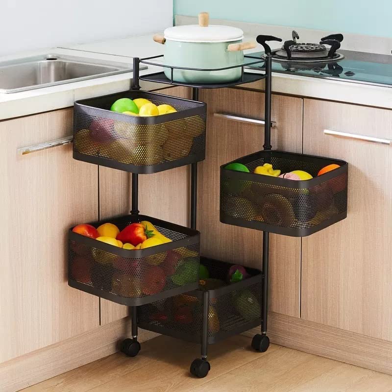 Rasvesh MultiPurpose Trolley Storage Organizer and Kitchen Accessories Items for Kitchen Storage Rack Square Design Fruits & Ve