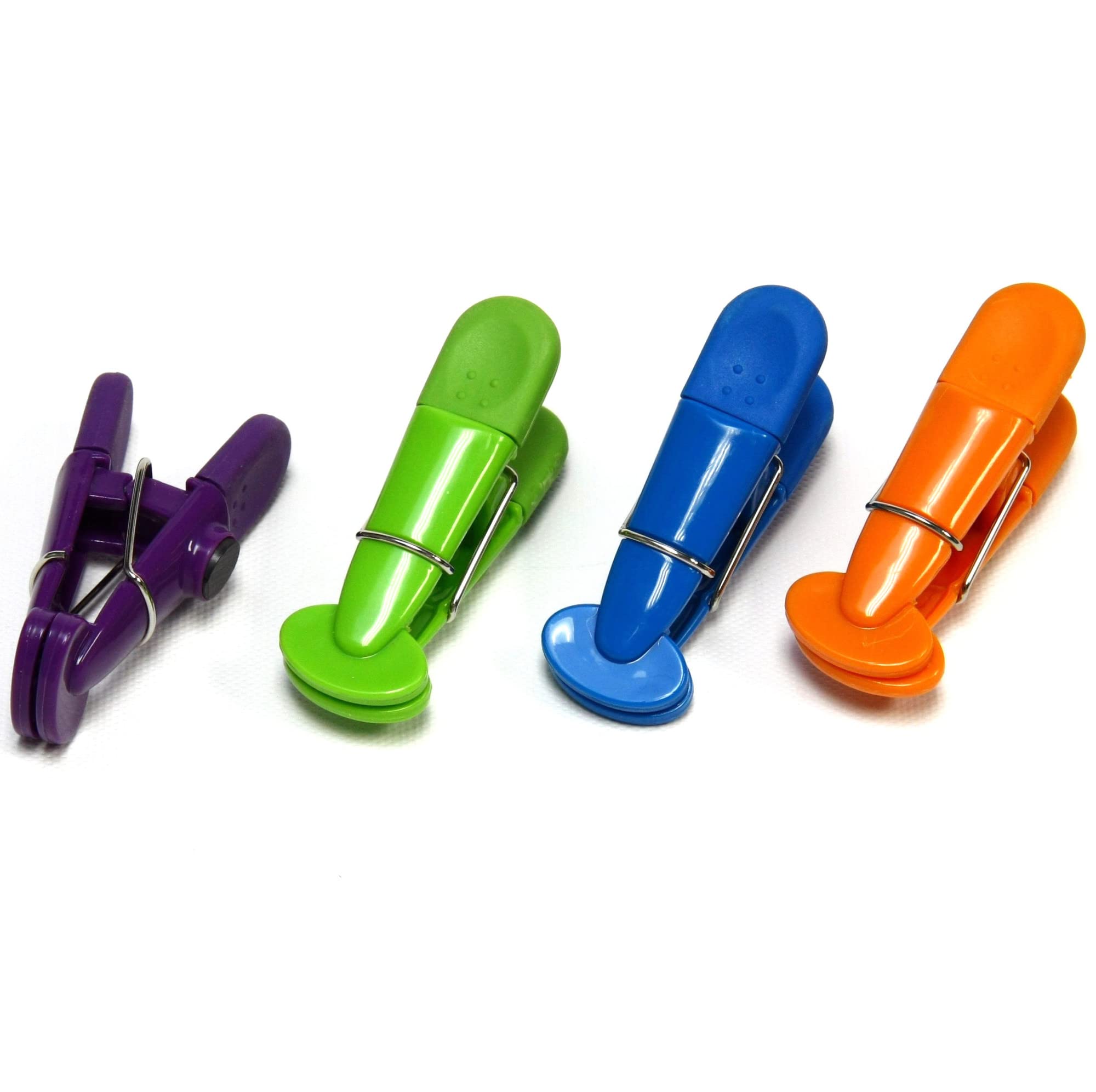 Chef Craft Select Plastic Magnetic Memo Clip, 7 Inch 4 Piece Set, Purple/Orange/Green/Blue