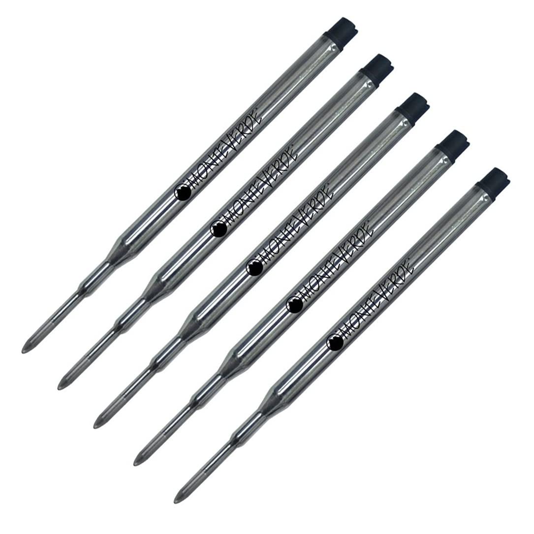 5 Pack - Monteverde'K' Style Ballpoint Refill To Fit Sheaffer Ballpoint Pens, Gel Ink, Fine Point, Soft Roll, S42, (Bulk Packe