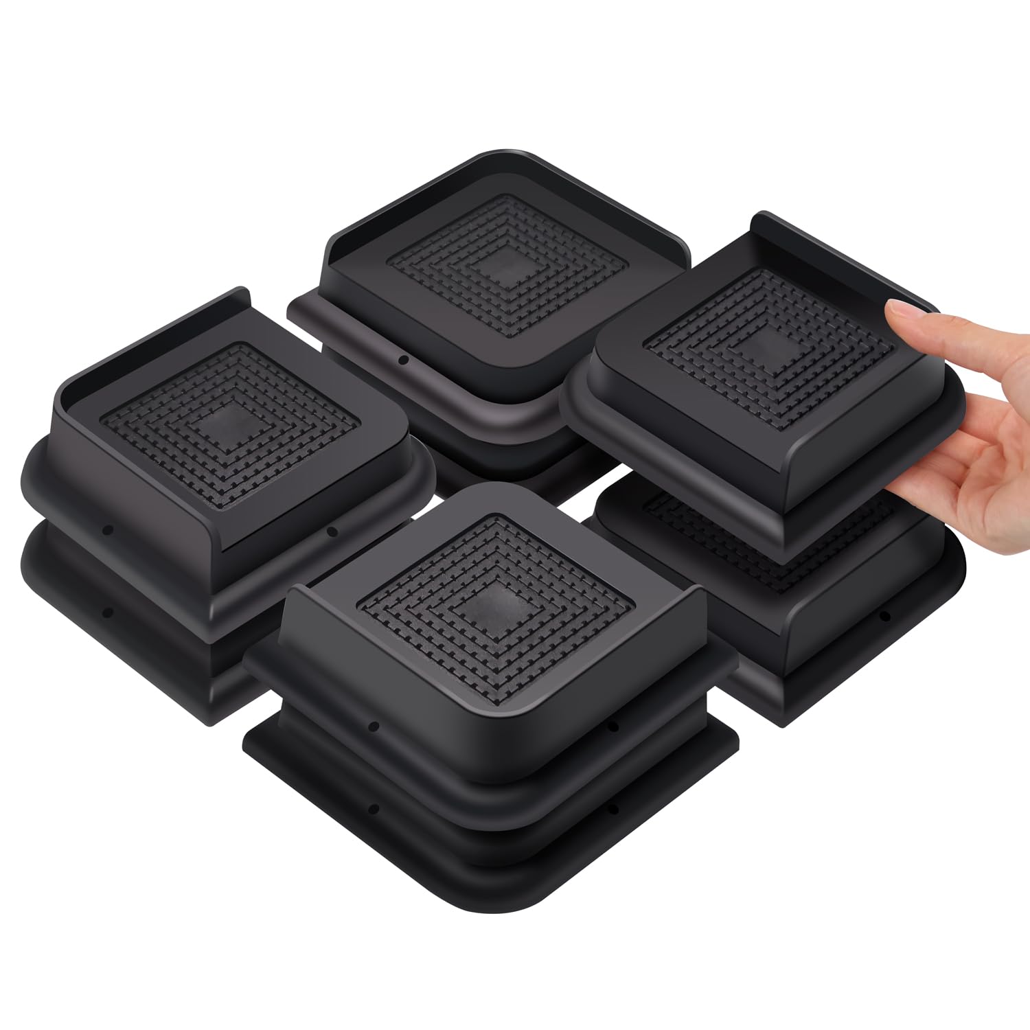 Sunifier Bed Risers 1 Inch Heavy Duty 8 Pack, L Shape Furniture Risers 1 Inch Support 5000Lbs, Oversized Bed Lifts Risers For Do