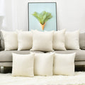 Lisbiya Pack 8 Linen Throw Pillow Covers Set Cushion Case For Sofa Bedroom Car, Blank For Htv Iron On Design,18X18 Inch