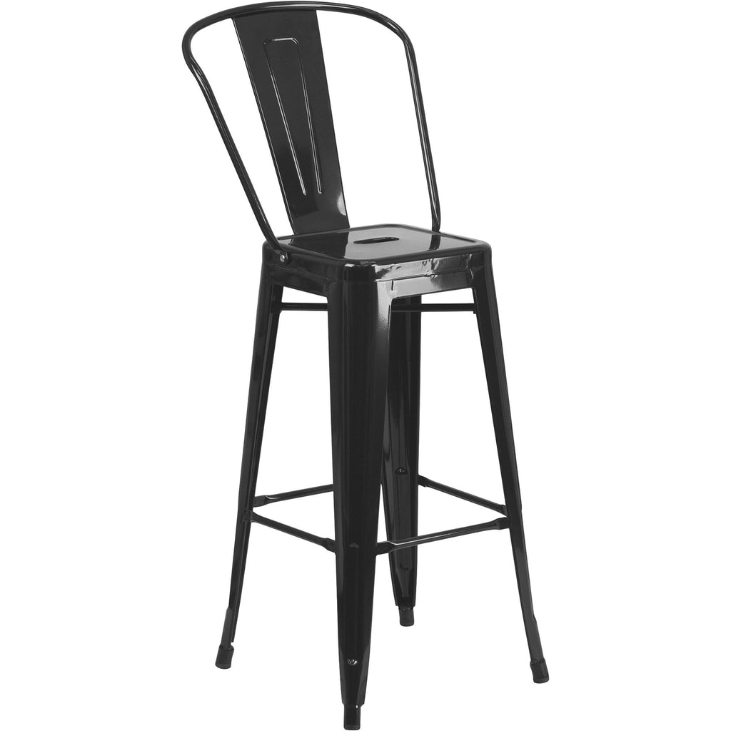 Flash Furniture Commercial Grade 24" Round Black Metal Indoor-Outdoor Bar Table Set with 4 Cafe Stools