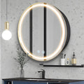 Janboe 24inch Round Medicine Cabinet with Lights,Led Medicine Cabinet with Defogger,Illuminated Mirror Cabinet for Bathroom,Dimm