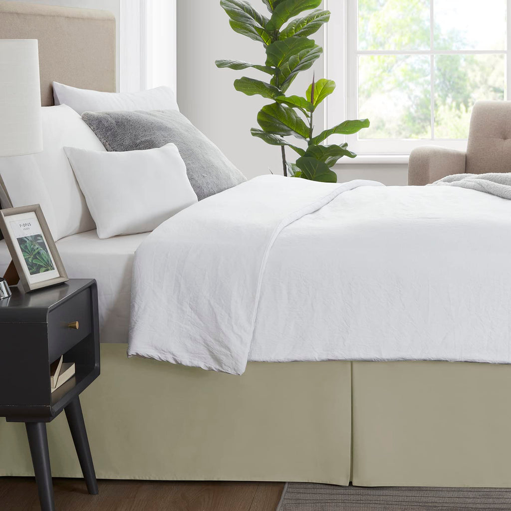 Nestl Green Twin Xl Bed Skirt - Twin Xl Size Bed Skirt 14 Inch Drop - Brushed Microfiber Bed Skirts - Hotel Quality Pleated Bed Skirt - Shrinkage & Fade Resistant