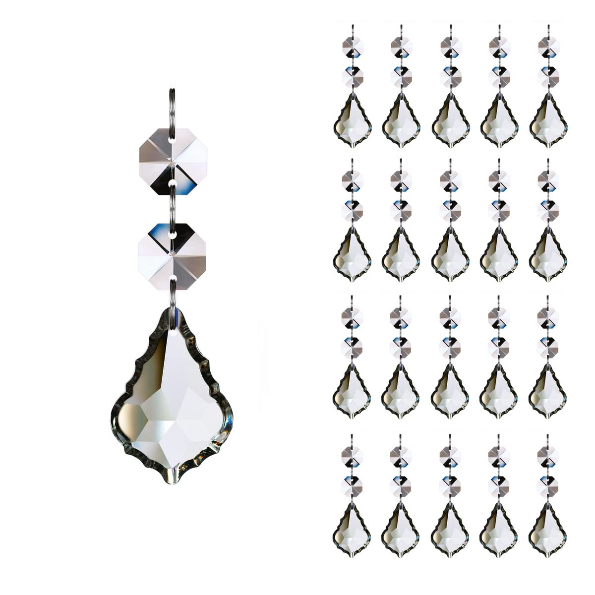 Maple Leaf 20Pcs Crystal Chandelier Prisms Replacement Pendant Parts, 38Mm Hanging Crystals Beads For Chandelier Wedding Decorat