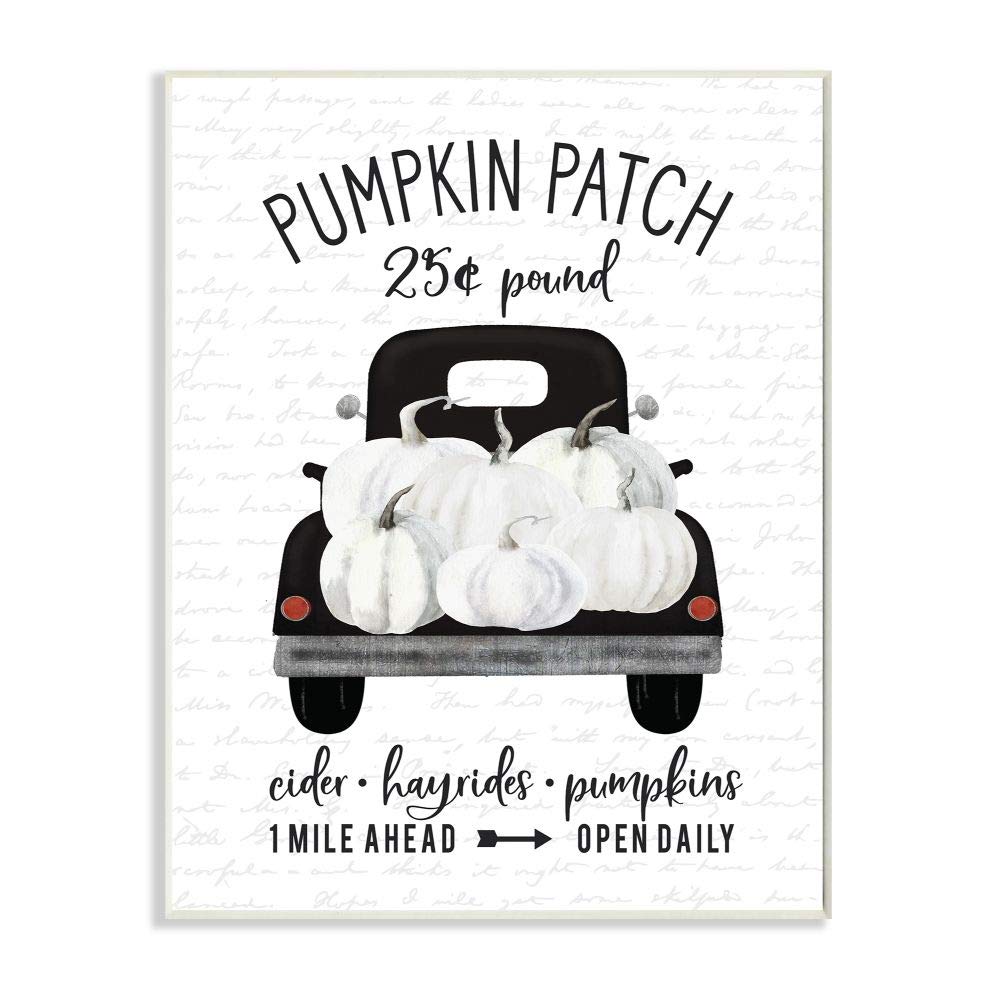 Stupell Industries Pumpkin Patch Farm Truck Sign Country Autumn Harvest, Designed by Lettered and Lined Art, 10 x 15, Wall Plaqu