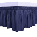 Purefit Wrap Around Ruffled Bed Skirt With Adjustable Elastic Belt - 18 Inch Drop Easy To Put On, Wrinkle Free Bedskirt Dust Ruffles, Bed Frame Cover For Twin,Twin Xl And Full Size Beds, Navy