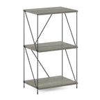 Furinno Besi 3-Tier Industrial Multipurpose Shelf Display Rack with Metal Frame, Finn Oak
