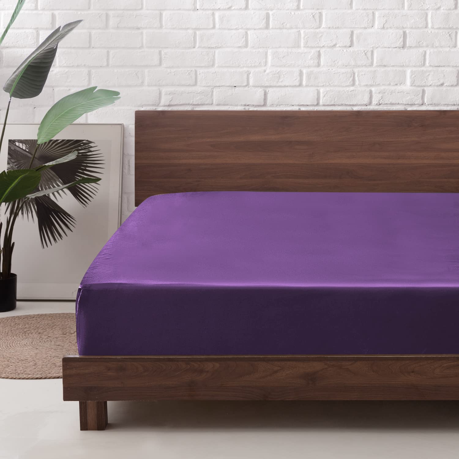 Mr&Hm Satin Fitted Sheet Twin Size, Silky Bottom Sheet With Elastic Corner Straps, Deep Pocket Up To 15 Inch, No More Slipping O