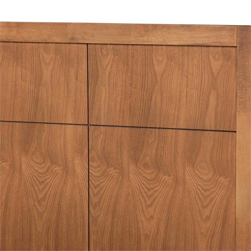 Baxton Studio Noela Mid-Century Modern Walnut Brown Finished Wood Twin Size Platform Bed