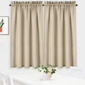 NANAN Waffle Woven Textured Short Curtains for Kitchen Waterproof Window Covering for Bathroom - 30 x 54, Plaza Taupe, Set of 2