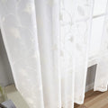 Embroidery White Tulip Sheer Curtains 84 Inches Long, Rod Pocket Sheer Drapes for Living room, Bedroom, 2 Panels, 52''x 84'', Se