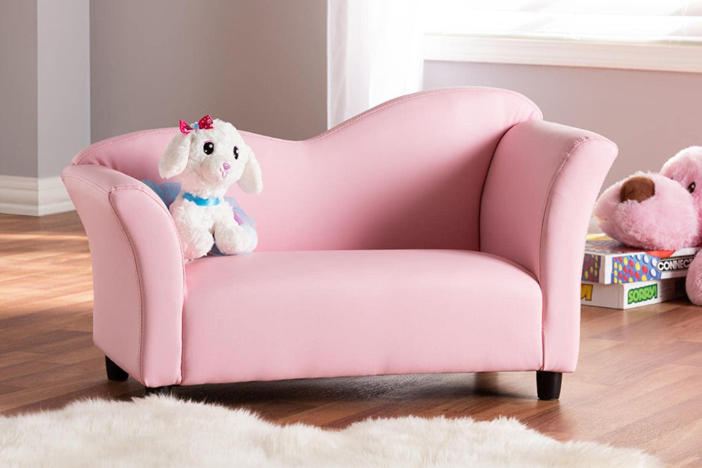 Baxton Studio Felice Modern and Contemporary Pink Faux Leather Kids 2-Seater Loveseat