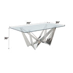 Acme Dekel Dining Contemporary Styled Glass Table in Chrome Finish