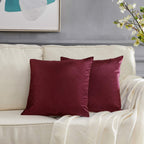 Gigizaza Decor Throw Couch Pillow Covers,Set Of 2 Wine Red Sofa Cushion Pillow Covers,Velvet Pillow Cases 26 X 26Inch