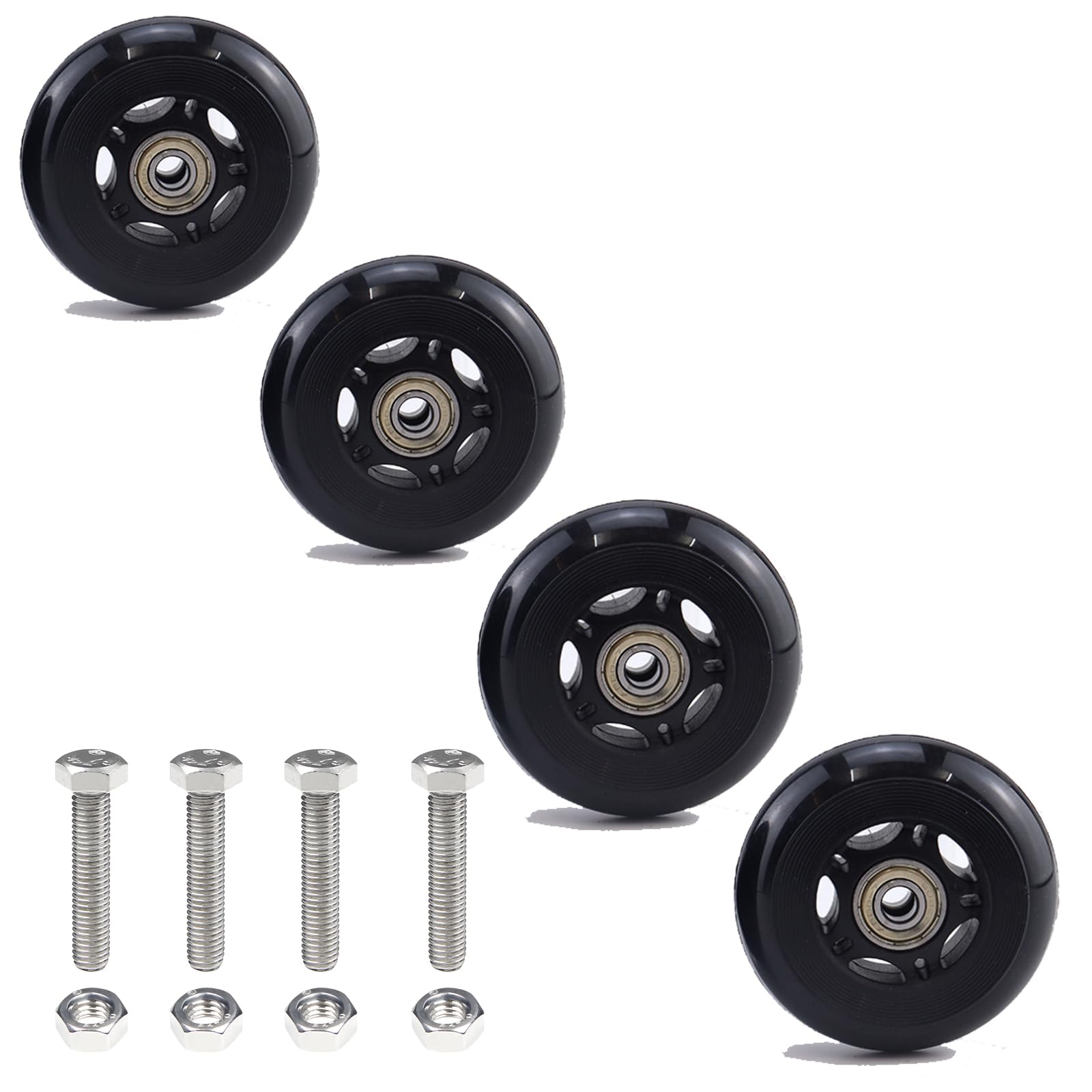 2.5' X 1' 4Pcs Chair Caster Wheels 2.5 Inch Pu Caster Wheels Just Wheel, Small Plate Casters, Roller Wheel With Bearing Office