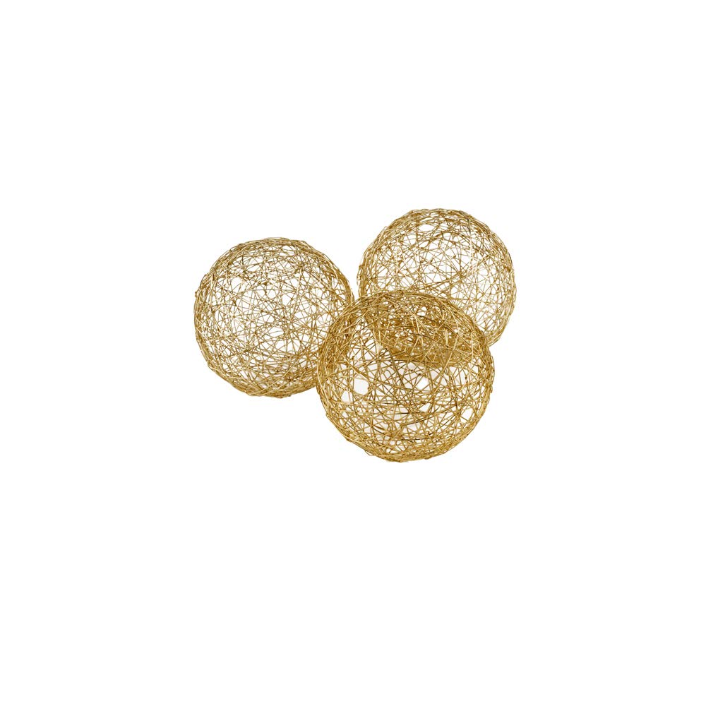 HomeRoots 3' X 3' X 3' Gold Iron Wire Spheres - Box of 3