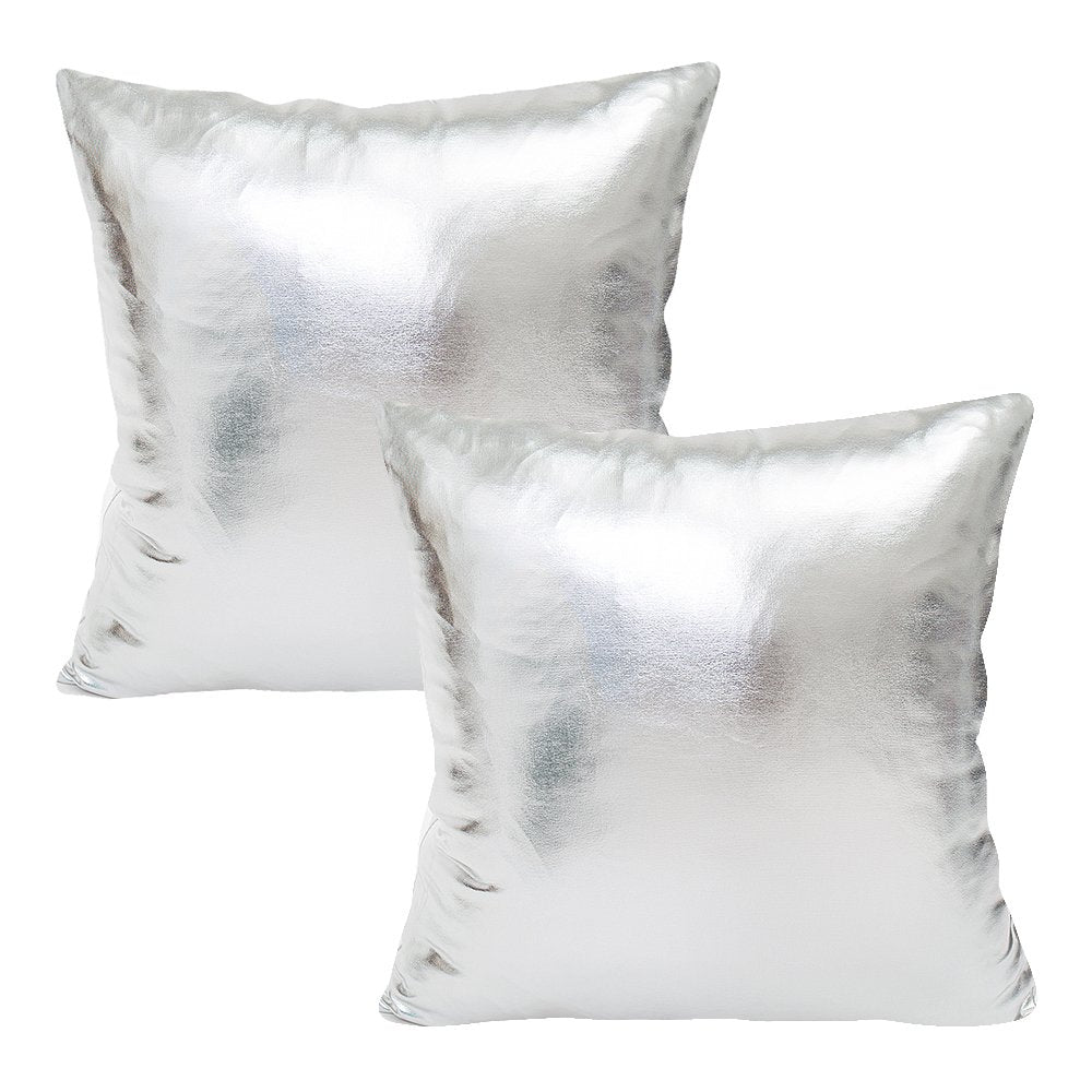 Womhope Set Of 2 Decorative Throw Pillow Covers Metallic Faux Leather Square Throw Pillowcase Cushion Covers Party For Sofa,Couc