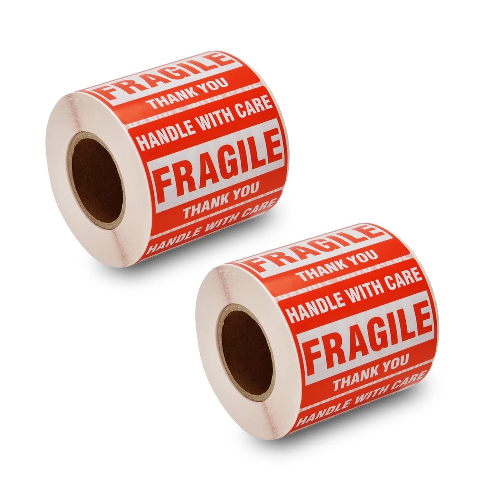 Sjpack 1000 Fragile Stickers 2 Rolls 2' X 3' Fragile - Handle With Care - Thank You Shipping Labels Stickers (500 Labels/Roll)