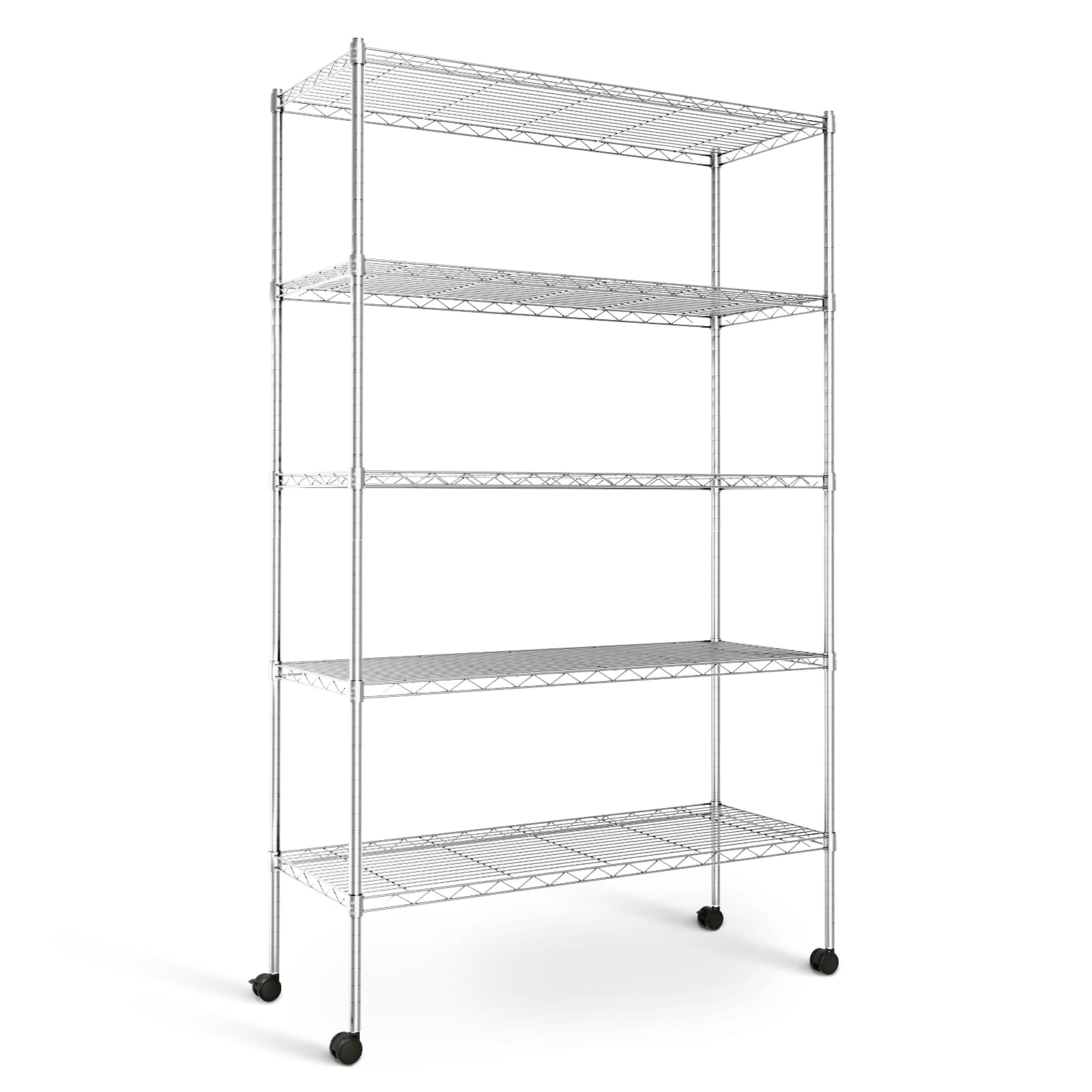 Simple Deluxe Heavy Duty 5-Tier Storage Shelving Unit, 35.83 W x 13.98 D x 61.02 H, 1250 Lbs Loading Capacity, Chrome