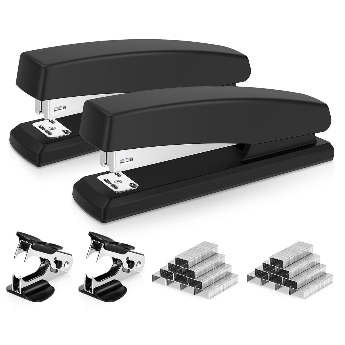 Deli Stapler, Desktop Stapler, 2 Pack, Office Stapler, 25 Sheet Capacity, Includes 2000 Staples And 2 Staple Removers, 2 Pack,Bl
